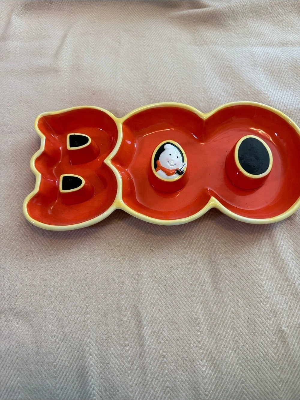 Hallmark BOO Divided Serving Dish Red & White
